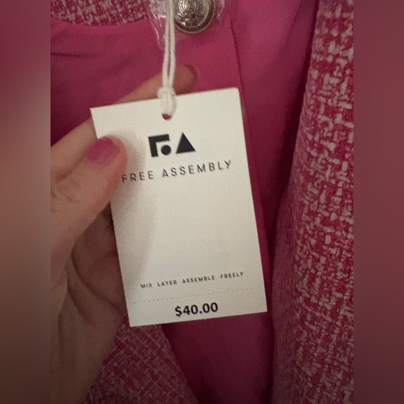 Free Assembly Women's Pink Tweed Blazer 2XL Mid-Length Business Jacket - Picture 8 of 9